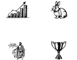 Vector art of a graph shows upward financial growth with an arrow pointing up