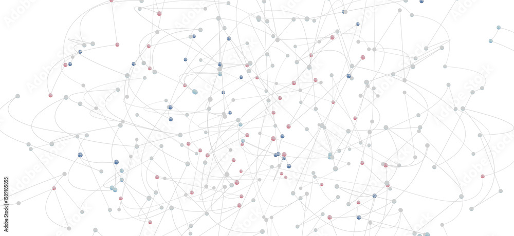 Poster abstract illustration of a complex network with nodes and connections.