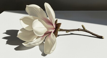 白き花びら 柔らかな光浴び 静かに横たわる. AI Generated