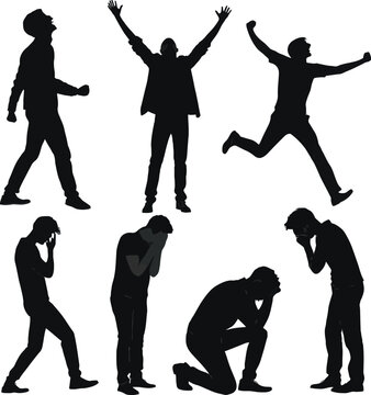 Dynamic vector silhouettes of people engaged in dance, sport, and joyful movement, perfect for diverse illustration needs