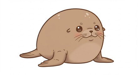 可愛いアザラシの子 穏やかな光を浴びて微笑む. AI Generated