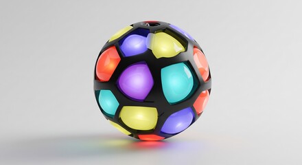 虹色光彩輝く球体 柔らかな影 幻想的デザイン. AI Generated