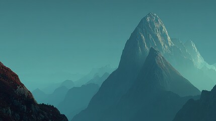 Distant mountain range under a pale sky.