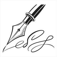 Elegant fountain pen poised to write