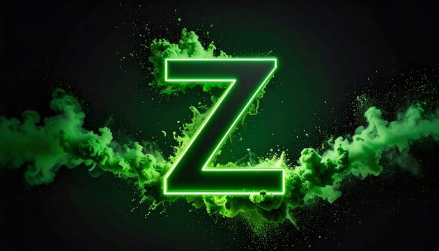 Bold green letter Z in dark background