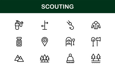 Scouting Professional Modern Line Icon Collection with Clean Minimal Vector Style