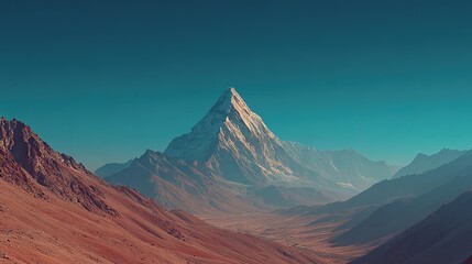 Majestic mountain peak dominates the landscape.