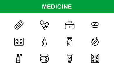 Medicine Professional Modern Line Icon Set with Unique Minimal Vector Design