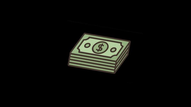 Money emoji 4K animation. Transparent background. Animated emoticon on Alpha channel.
