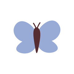 Pastel blue butterfly sticker children's drawing in doodle style, vector illustration hand-drawn