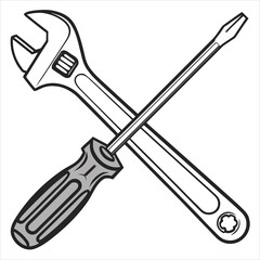 Crossed Wrench and Screwdriver: Tools for Repair and Maintenance