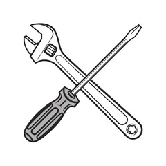 Crossed Wrench and Screwdriver: Tools for Repair and Maintenance