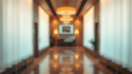 Abstract blurred background with warm neutral tones, representing a minimalist hotel lobby concept.