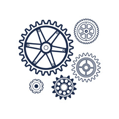 Collection of Colorful Outline Gears