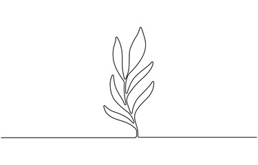 One line continuous leaves single line drawing art  plant art,  Decorative eucalyptus foliage in one line art drawing with pastel coloring.