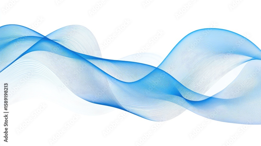 Poster gentle blue waves with smooth flowing lines, creating a peaceful and calming abstract background, id