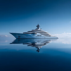 Sunny summer sea and yachting in sunny day, cruise ship, holiday, vacation, ocean, tri