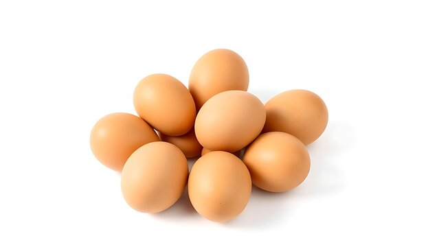 Fresh brown eggs on a white background, emphasizing simplicity and natural food.