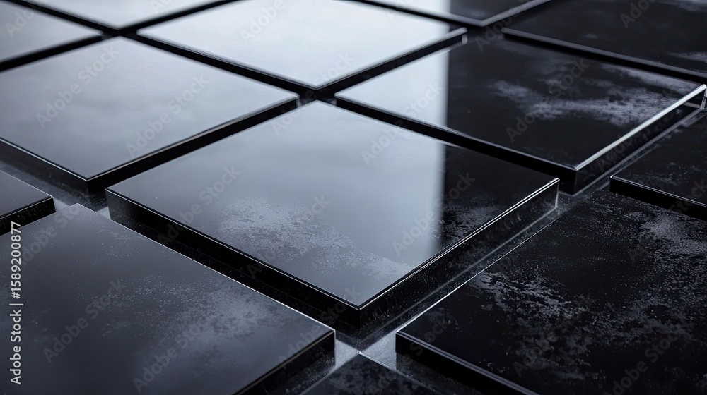 Poster industrial elegance captured in overlapping black metal sheets, with subtle reflections adding depth