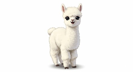 Obraz premium 可愛いアルパカ ふわふわ毛並み 優しい光に包まれて微笑む. AI Generated