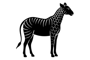 Vector art of silhouette of giraffe 