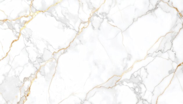 Elegant White Marble Texture With Gold Veins Decorative Design Background - Powered by Adobe