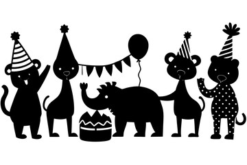 Vector art of silhouette of set of funny cats