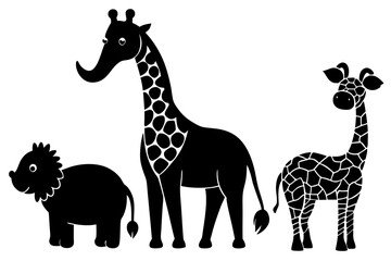 Vector art of silhouette of giraffe 