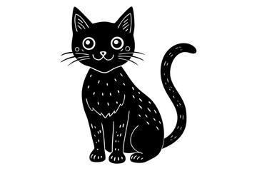 Vector art of silhouette of black and white cat