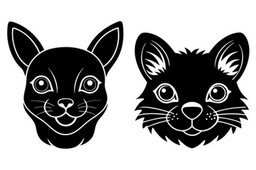 Vector art of silhouette of black and white cat