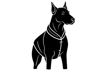 Vector art of silhouette of black and white dog