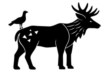 Vector art of silhouette of deer  