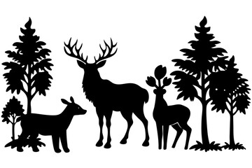 Vector art of silhouette of deer