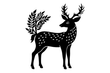 Vector art of silhouette of set of deer