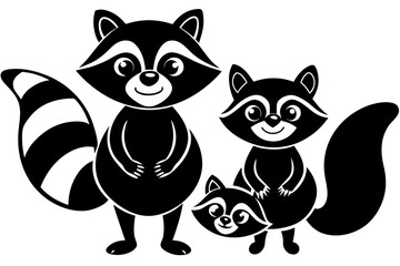 Vector art of silhouette of black and white cats