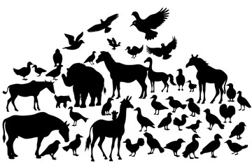 Vector art of silhouette of  animal set 