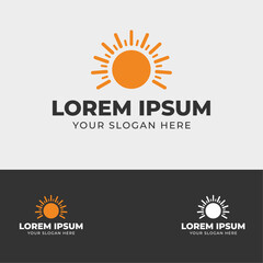 Fototapeta premium Emblem of Radiance: A collection of logos showcasing a radiant sun design, complete with text and a tagline, embodies warmth and energy, conveying positivity and clarity.