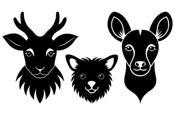 Vector art of silhouette of  set of funny animals