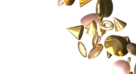Elegant Embrace: Mesmerizing 3D Illustration Depicting Swirling gold Confetti