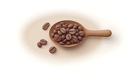 Obraz premium Coffee Beans in a Wooden Spoon