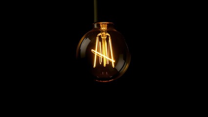 Abstract glowing light bulb symbolizing innovation against a dark atmospheric backdrop.