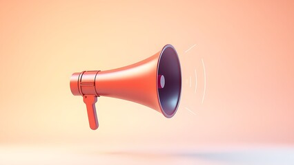 A 3D rendered cone-shaped megaphone with abstract sound waves, representing communication and energy.