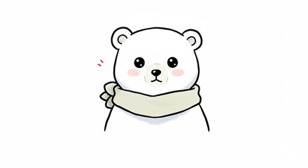 可愛い白熊 優しい光 冬マフラー. AI Generated