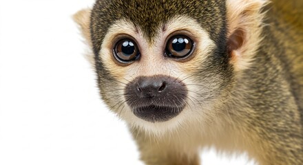 愛らしい小猿 輝く瞳 柔らかな毛並み クローズアップ写真. AI Generated
