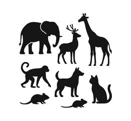 Animal Silhouette Collection in Solid Black Style