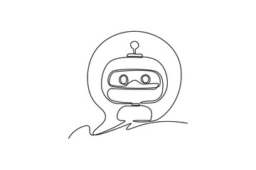 Chat Bot sign for support service. AI chat concept. Single line draw design. Vector graphic illustration