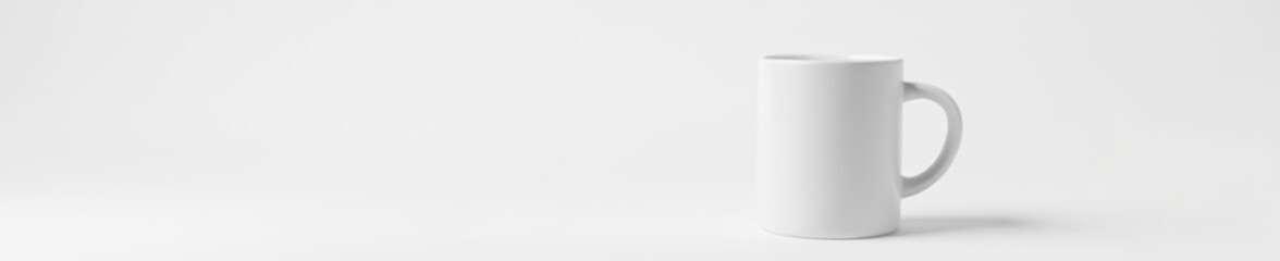 Obraz premium Modern white mug with handle against white backdrop, elegant, kitchenware, pure