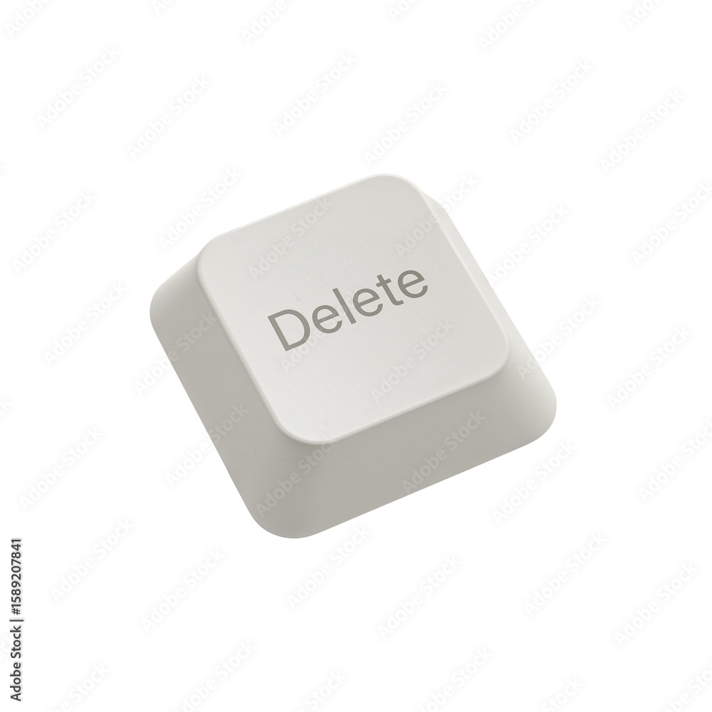 Poster isolated delete key presentation showcasing modern interface aesthetic on transparent background