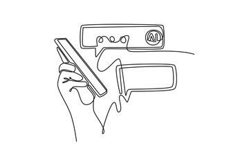 Chat Bot sign for support service. AI chat concept. Single line draw design. Vector graphic illustration