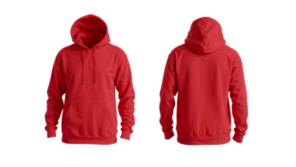 Red Hoodie Front and Back View Mockup, Apparel Template for Customization and Design Presentation